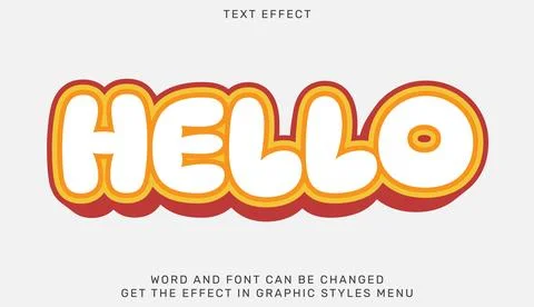 Hello text effect template in 3d design Illustration