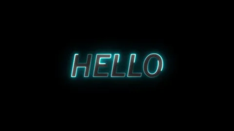 Hello text icon animation neon glowing blue color text letter banner poster.. Video stock 309301017