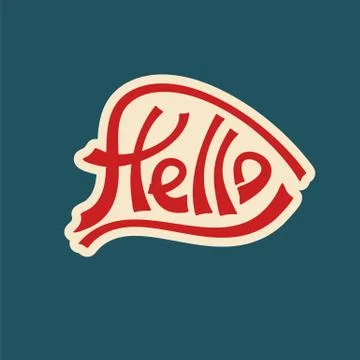 Hello text lettering red characters Stock Illustration