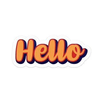 Hello text sticker three dimensional Vector design Stock Illustration