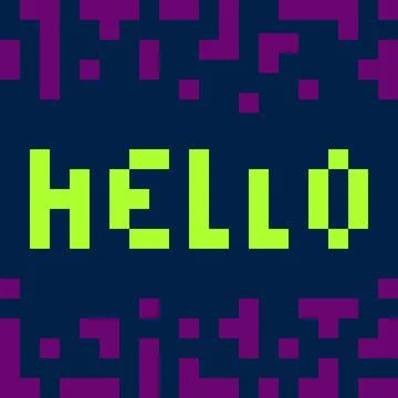 Hello Top and Bottom frame border with Lettering in trendy minimalistic Pixel Stockillustratie