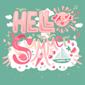 Hello Tropical Summer Stock Illustration