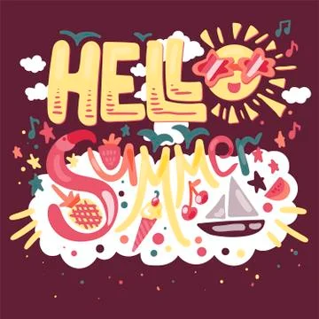 Hello Tropical Summer Stock Illustration