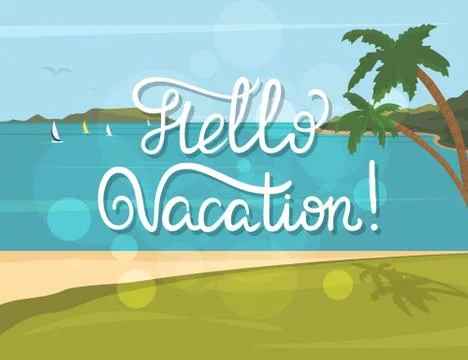Hello vacation banner Illustrazione stock