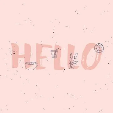 Hello. Vector cartoon sketch illustration background. Stock Illustration