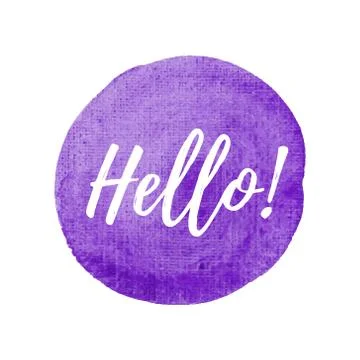 Hello vector on hand drawn watercolor background Stock Illustration