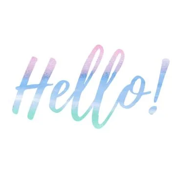 Hello vector on hand drawn watercolor illustration.. Stock Illustration