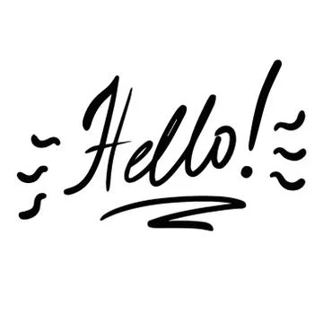 Hello vector hand drawn words, calligraphy, typography black on white.. Stock Illustration