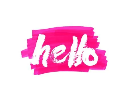 Hello. Vector lettering with hand drawn. Gift cards, birthday, scrapbooking, Stock Illustration