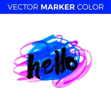 Hello. Vector lettering with hand drawn. Gift cards, birthday, scrapbooking b Stock Illustration