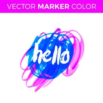 Hello. Vector lettering with hand drawn. Gift cards, birthday, scrapbooking b Stock Illustration