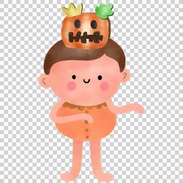 Hello ween pumpkin boy Illustrazione stock