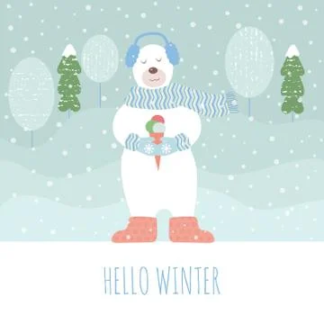 Hello winter bear Stock Illustration