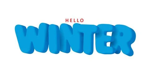 Hello winter big 3d blue rounded letters Stock Illustration