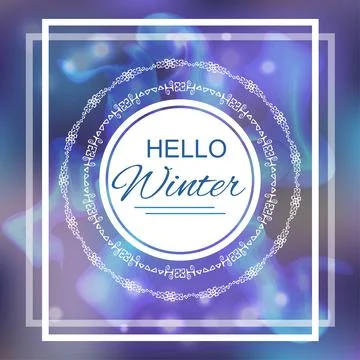 Hello winter blue card design with abstract Illustrazione stock