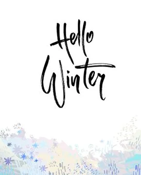 Hello winter brush lettering. Stock Illustration