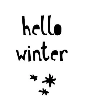Hello Winter card with calligraphy. Vector illustration Stock Illustration