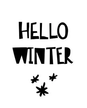 Hello Winter card with calligraphy. Vector illustration Stock Illustration