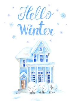 Hello winter card Stock Illustration