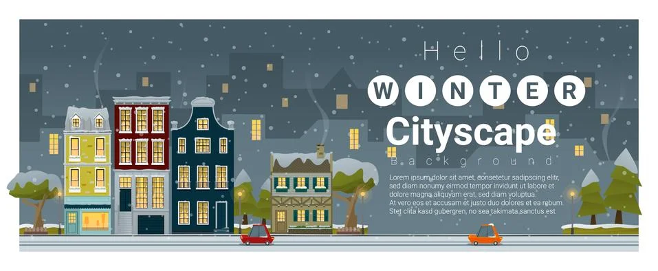 Hello winter cityscape background Stock Illustration