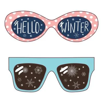 Hello Winter glasses Illustrazione stock
