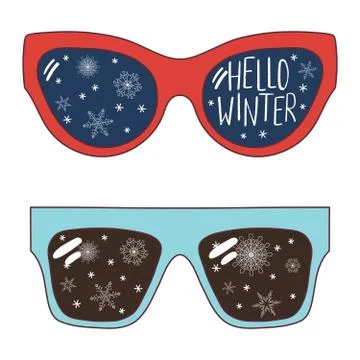 Hello Winter glasses Stock Illustration