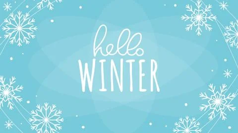 Hello winter greeting card Stock Illustration