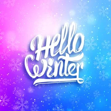 Hello winter greeting card. Vector background Stock Illustration