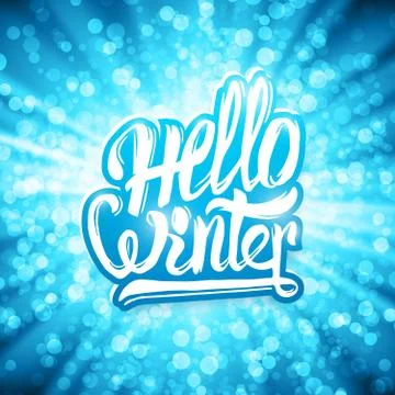 Hello winter greeting card. Vector background Stock Illustration