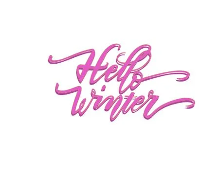 Hello winter. Hand drawn calligraphy and brush pen lettering. design for holiday Stock Illustration