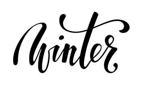 Hello winter. Hand drawn calligraphy and brush pen lettering. design for ho.. Stock Illustration