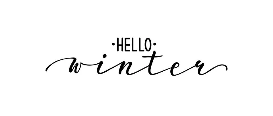Hello winter. Hand drawn calligraphy and brush pen lettering. design for ho.. Stock Illustration