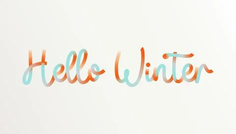 Hello Winter lettering with gradient effect. Cute trendy colorful calligraphy. Stock Illustration