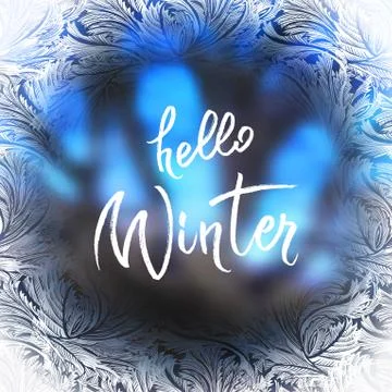 Hello winter lettering Stock Illustration