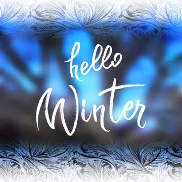 Hello winter lettering Stock Illustration