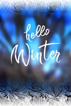 Hello winter lettering Stock Illustration