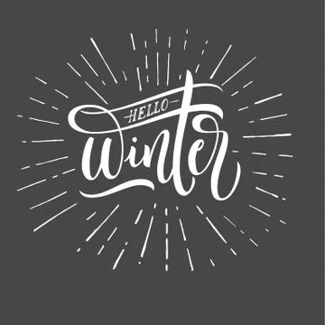 Hello Winter lettering typography. Vector calligraphy Stock Illustration