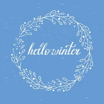 Hello winter phrase Stock Illustration
