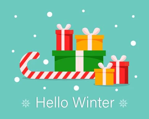 Hello winter. Postcard design Stock Illustration
