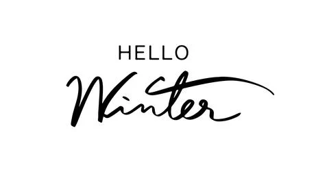 Hello winter text font calligraphy hand written lettering script black colo.. Stock Illustration