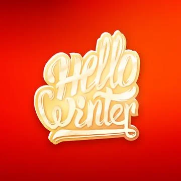 Hello winter text lettering for greeting card Stock Illustration