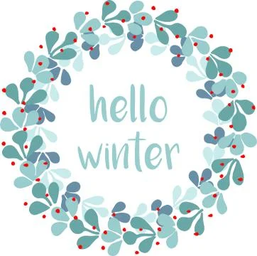 Hello winter vector card with pastel wreath Stock Illustration