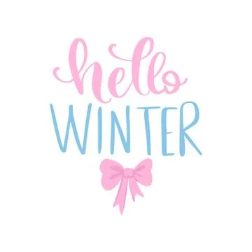 Hello Winter - Vector hand drawn lettering phrases Stock Illustration