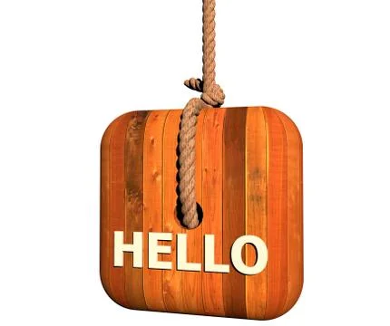Hello wooden cube Stock Illustration