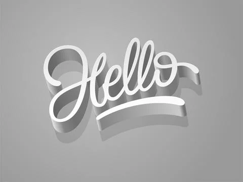 Hello word 3d calligraphy design. Handwritten hello script. Vector illustration Stock Illustration