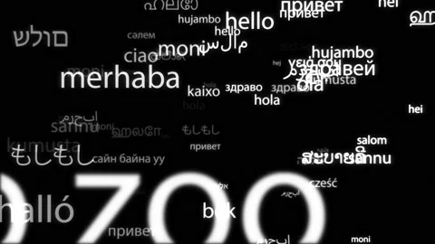 "Hello" word in all the world languages. Isolated animated words, 4k loop Stock Footage 208079082