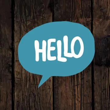 Hello word in blue speech bubble 스톡 일러스트