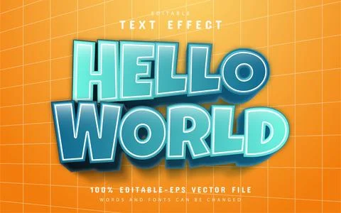 Hello word cartoon text effect Stock Illustration