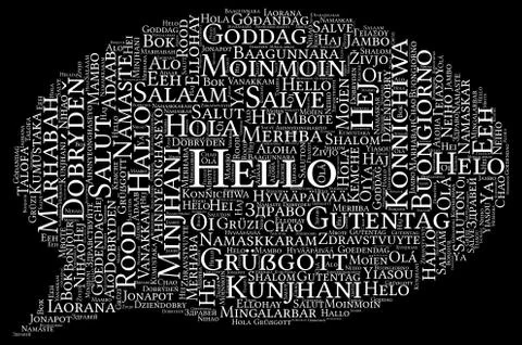 Hello word cloud concept Stock Illustration
