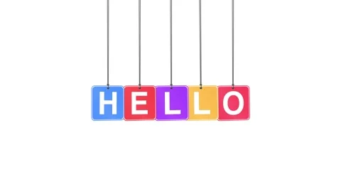 Hello Word or Text Hang and Bouncing Animation on White Background Stock Footage 302030565